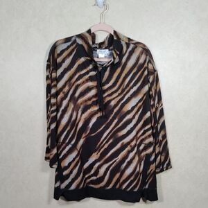 05152 Tru Luxe animal print sweater knit tunic XL NEW